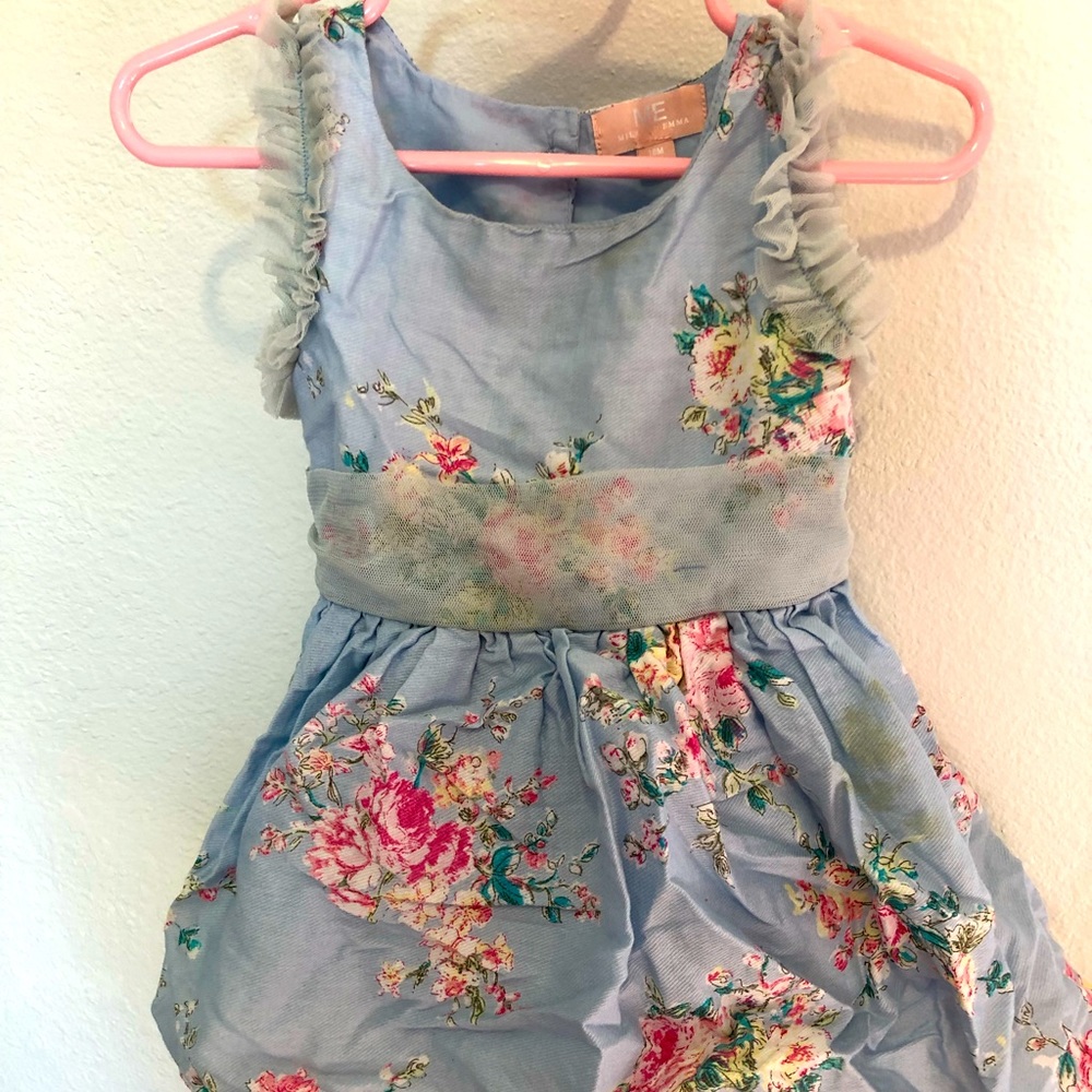 Mila and Emma blue floral 18 m. old toddler dress